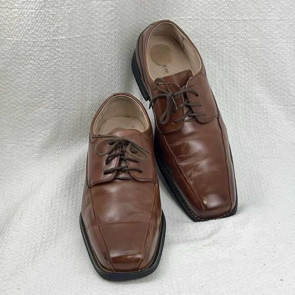 Florsheim Men’s 9.5 3E Brown Leather Square Toe Oxford Dress Shoes 11236-200
